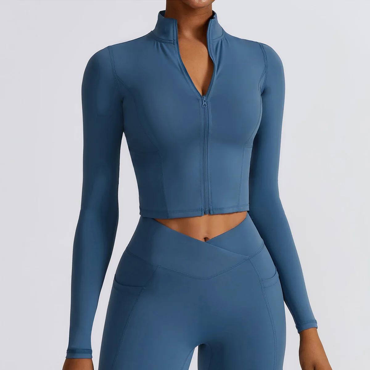 kf-Sb18154675eb84586bfaa6328b6042902J-Women-Full-Zip-up-Yoga-Top-Workout-Running-Jackets-Gym-Long-Sleeve-Crop-Tops-Activewear-Fitness